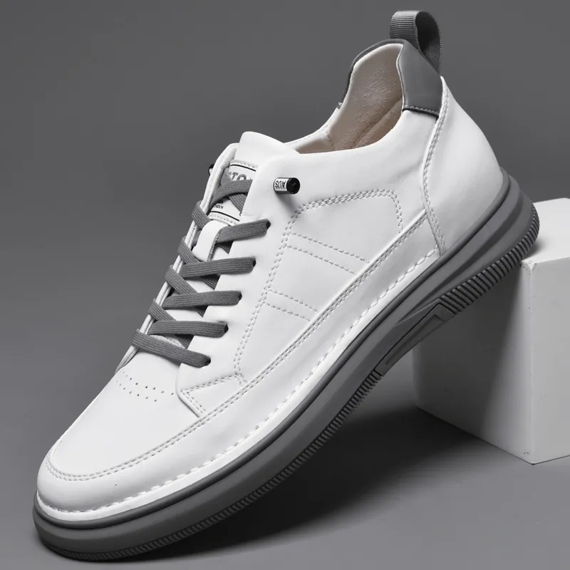 GAI Dress Italy High Quality All White Men's Leather Casual Shoes Increase Simple Pure Black Breathable Sneakers Shoes 230403