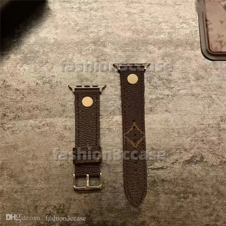Designer Top Horlogebanden Lederen Bandjes voor Apple Watch Band 45mm 42mm 38mm 49mm 44mm iwatch 7 1 2 3 4 5 6 serie bands Armband Polsband Print Strepen horlogeband