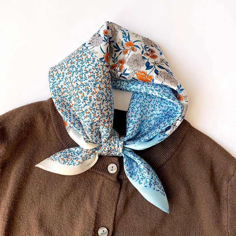 Silk Satin Scarf For Women Fashionable Handkerchief Printed Bag