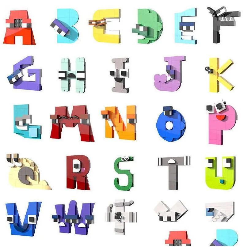 Bloki alfabetowe budowanie wiedzy 26 angielski list A-Z Prezent dla dzieci Edukacyjne kreatywne cegły