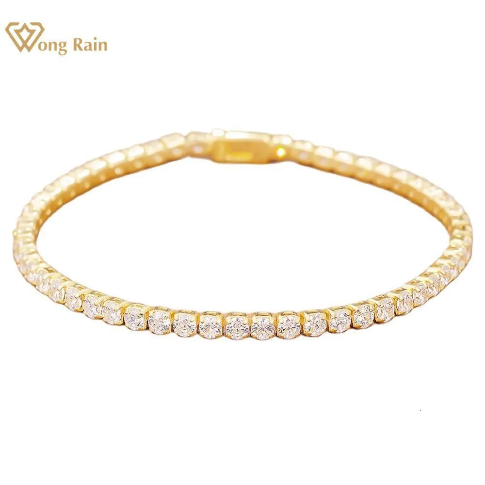 Charm Baselets Wong Rain 925 STERLING Gümüş Laboratuvar Safir Yüksek Karbon Elmas Taş Düğün Tenis Bileklik Bileklik Güzel Takılar Toptan 230403