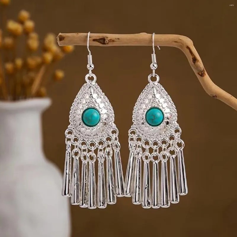 Dangle Oorbellen Bohemian Drop Voor Vrouwen Vintage Turquoise Kwastje Etnische Retro Hanger Oorhaak Strand Party Sieraden Cadeau