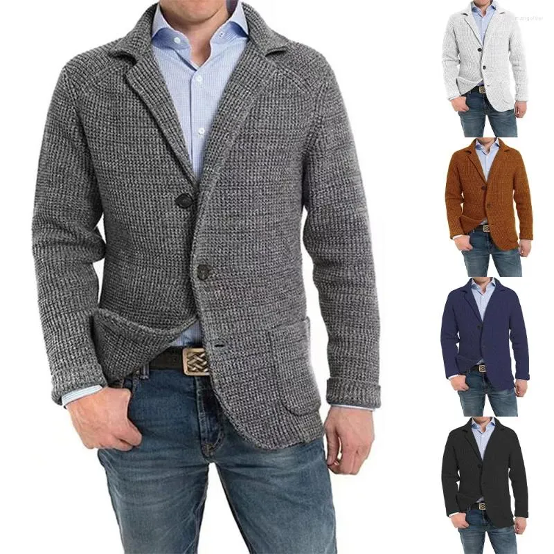 Erkek Sweaters Sonbahar Kış uzun kollu hırka örgü kazak Amerikan moda zarif retro İngiliz katı gündelik cep