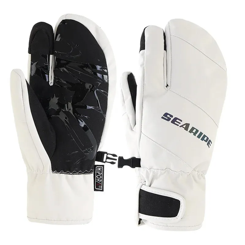 Gants de ski Activités d'hiver réfléchissantes Imperméable Coupe-vent 3 doigts Gants d'amant Chaud Hommes Femmes Ski Snowboard Gants de sports de plein air 231102