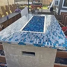 teal blue glass marble tile for countertops