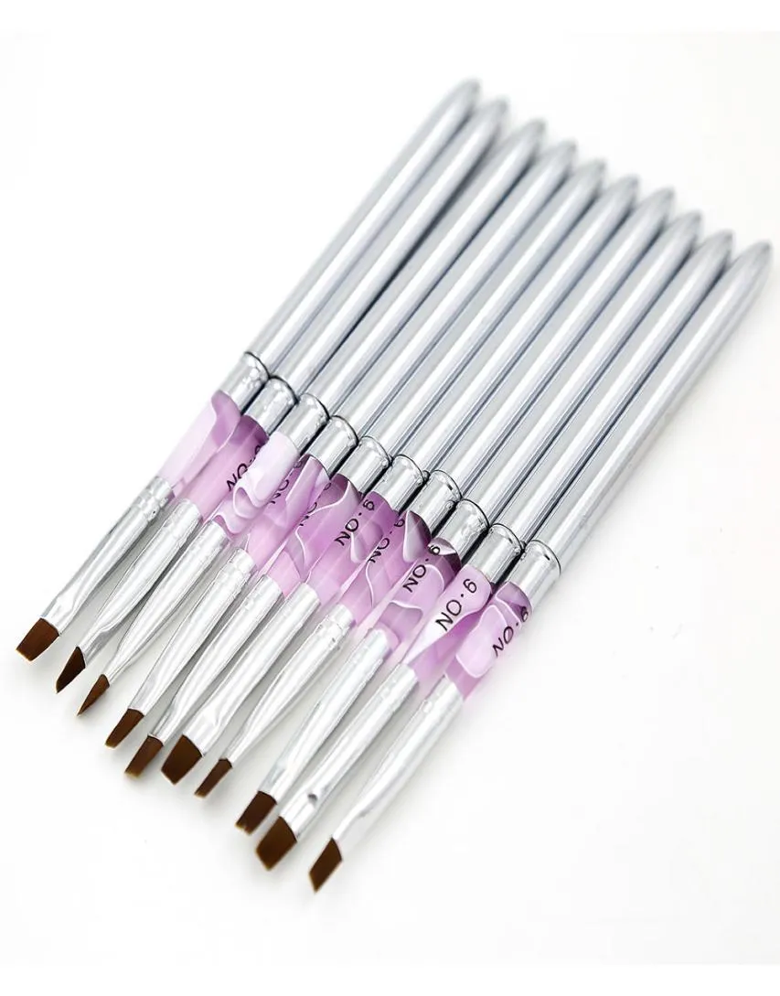 Nagelborste 10 PCSlot Metal Acrylic Nail Art UV Gel Carving Pen Brush Gel No2468101454468