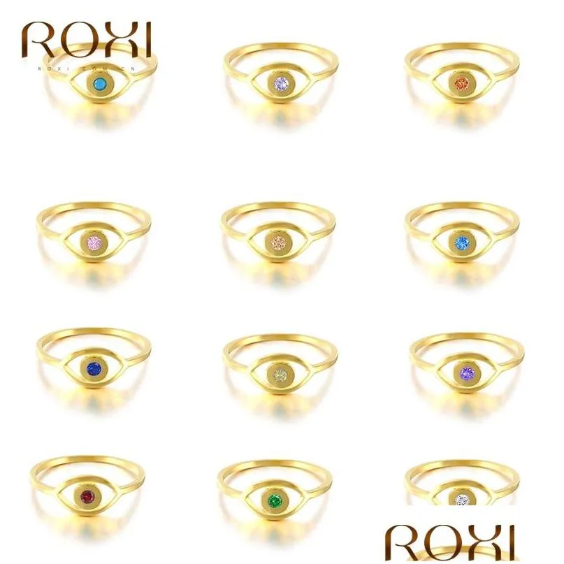 Ringar Roxi Colorf Zircon Eyes Gold S For Women Girl Vintage 925 Sterling Sier Bague Jewellery Finger Ring Anillos Dr Dhgarden Dhvsy