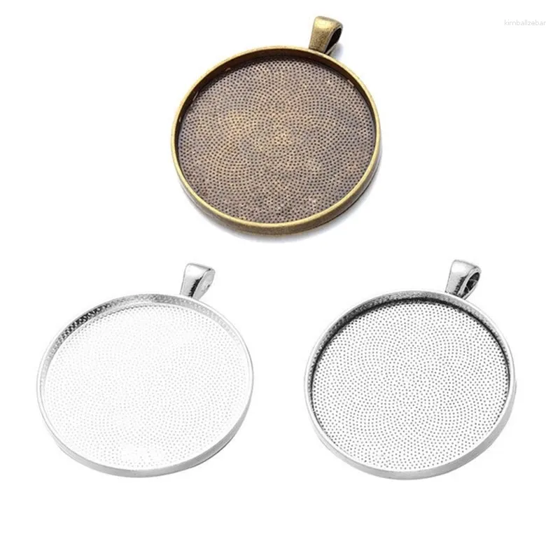 Pendant Necklaces 5 X Large Round Frame Bezel Necklace Findings Trays Cameo Cabochon Base Settings 38mm