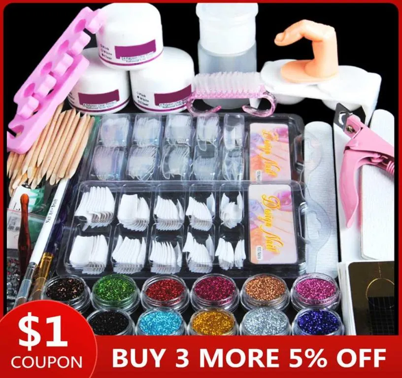 Kit per nail art in acrilico Set per manicure 12 colori Glitter per unghie Decorazione in polvere Pennello per penna acrilica Kit di strumenti per artisti per principianti6186690