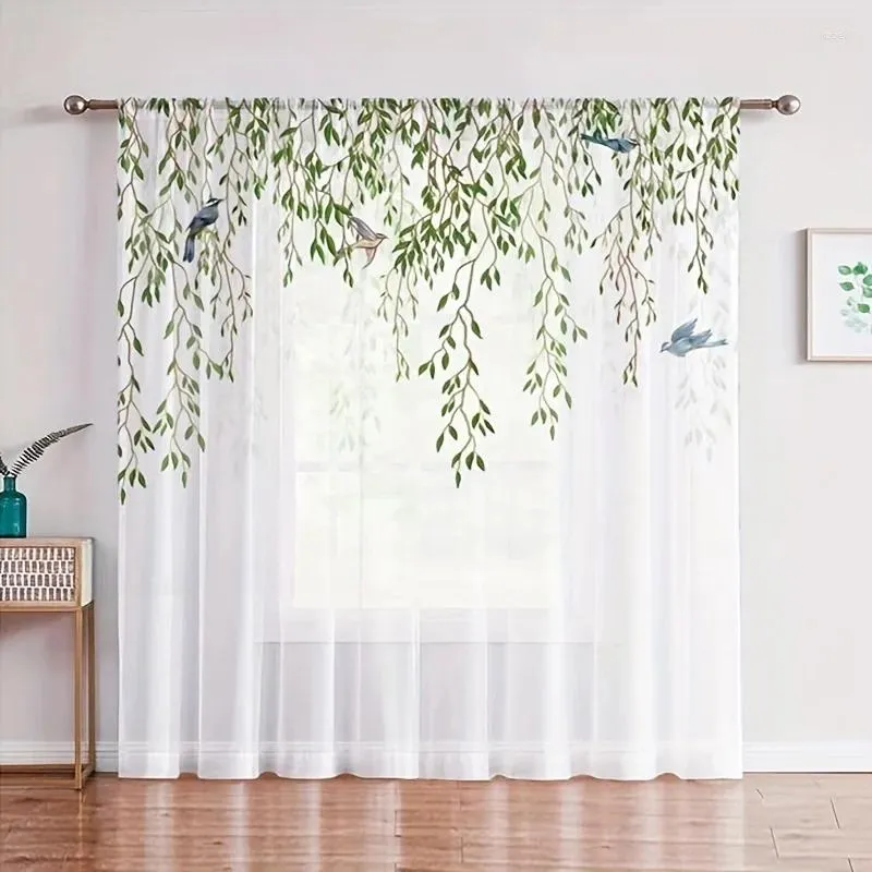 Gardin 2st White Garn Colorful Flowers Semi-Sheer Light Filtring Voile Drape For Living Room Bedroom Kitchen Cafe Curtain