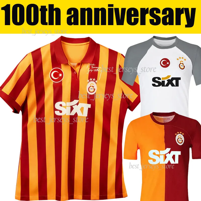 23/24 Galatasaray Turquia ICARDI 100º Jerseys de futebol 2023 2024 Zanioli Bakambu Mertens Zaha Akgun Akturkoglu 100º aniversário Terceira camisa de futebol dos campeões