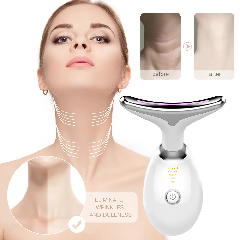 Face Care Devices Neck Face Beauty Massage Apparaat LED PON Therapie Antiwrinkle Verminder Dubbele kinhuid Trapping Lifting Machine 230331