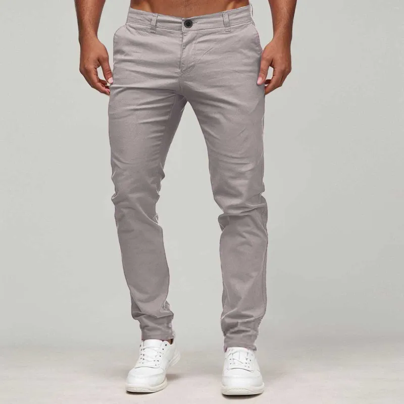 Мужские брюки, осенние мужские однотонные повседневные хлопковые брюки, тонкие прямые деловые эластичные мужские брюки высокого качества
