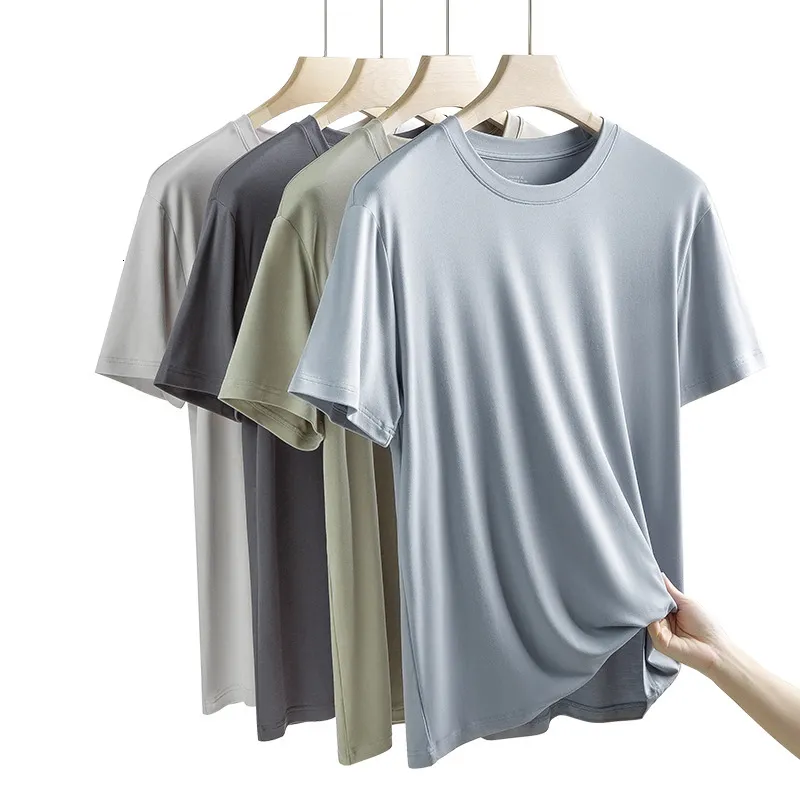 T-shirts voor heren 94% Patroon 6% Spandex Zomer Summer Korte mouw T-shirt Heren Crew Neckline Solid Color Casual ondergoed Brand Hoge kwaliteit Herenkleding 230403