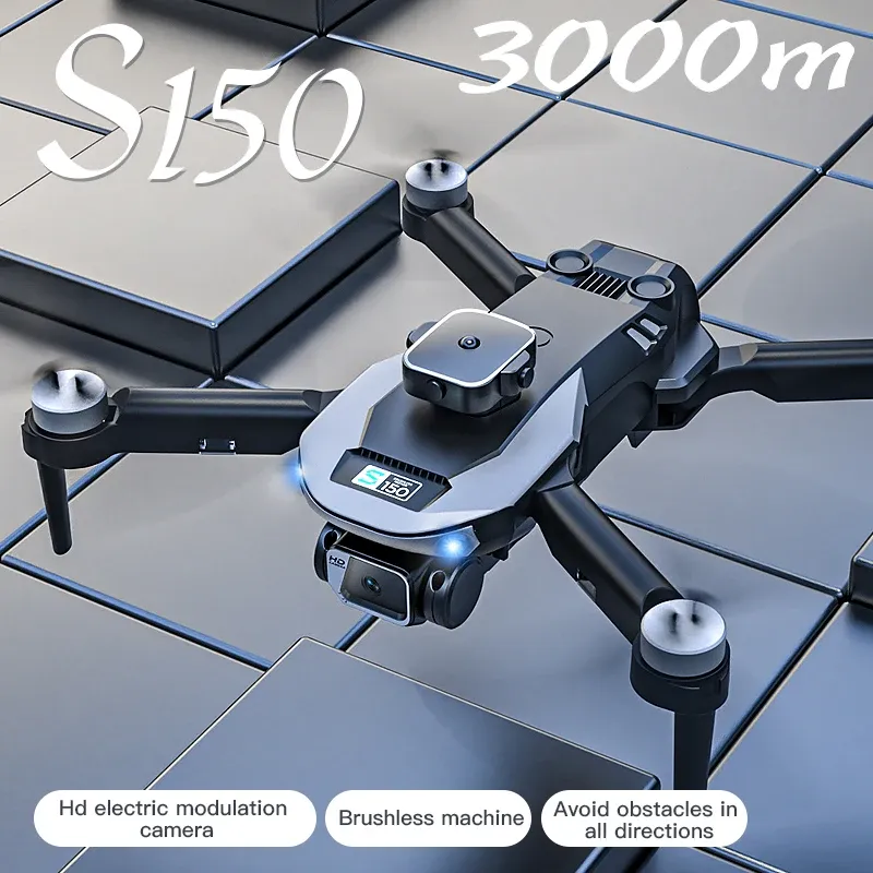 S150 DRONE 8K HD Aerial Dual Camera Plane Optical Flow Hinder Undvikande Brushless Motor Professional Foldbara Quadcopter Toys