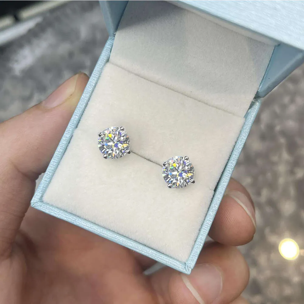 Charm 3mm-10mm Klasik Mossanit Vidalı Küpeler Lüks Takı 925 STERLING Gümüş VVS MOISSANITE DIAMAS EAR SADECE Erkek Kadınlar İçin