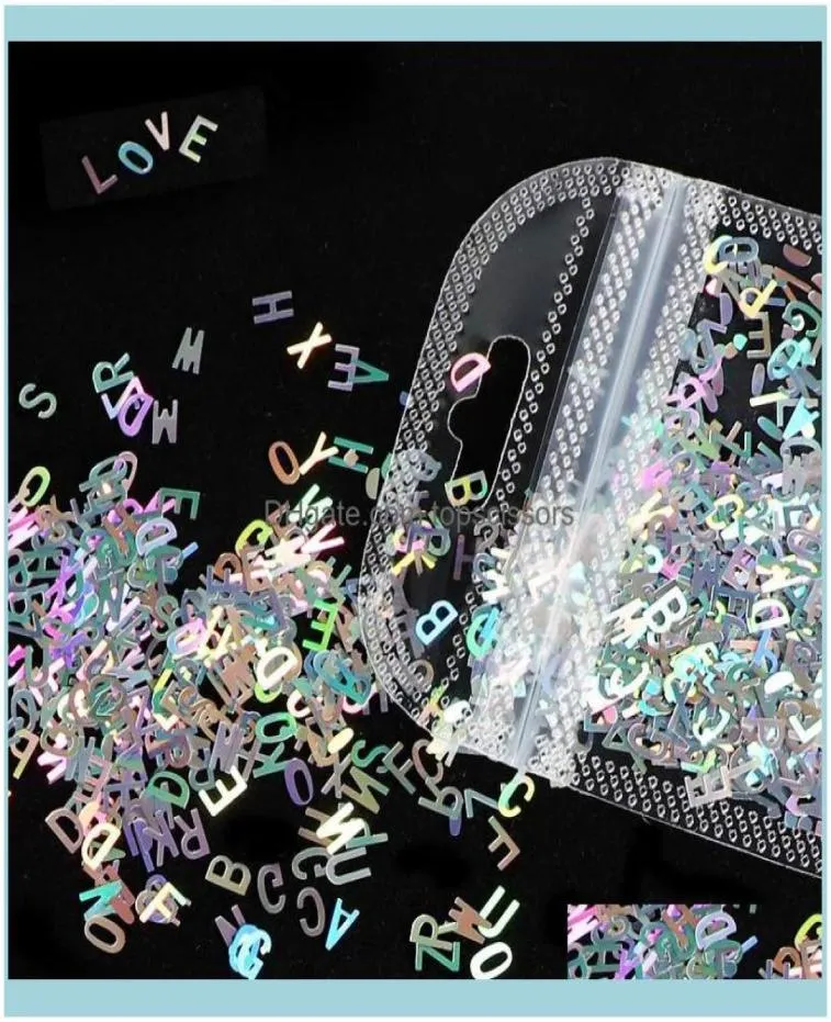 Nail Salon Health Beauty Nail Art Decorations 2G/Bag Holographic Glitter Sequins Sliver Letter Form Flake 3D Colorful Aessories7003199