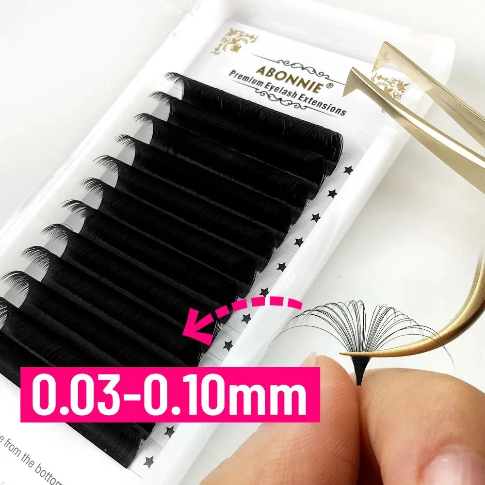 Make -upgereedschap Abonnie 003010mm Matte Dark Black Easy Fan Lashes Volume Extension Mega Wooies bloeiende fans wimperverlenging Cilios 230403