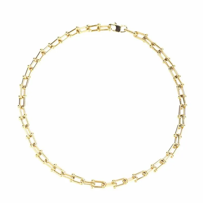 Kettingen Hip Hop Street Dance Gold U -vormige Miami Splicing Men Heavy Link Chain ketting sieraden voor vrouwen 18 inchchains