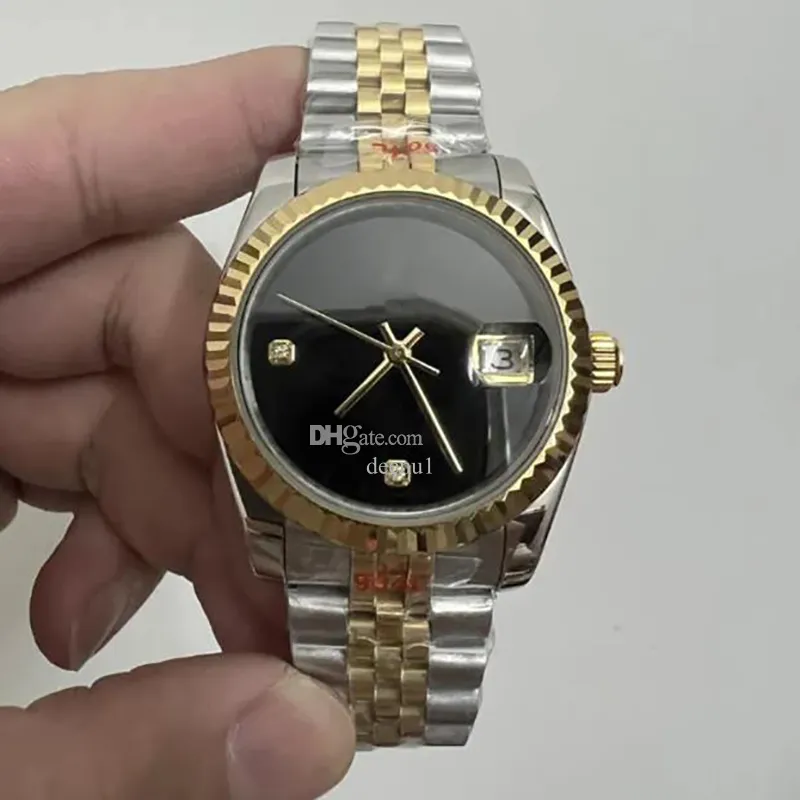 Lüks marka kadın moda erkek çift klon izle 36mm paslanmaz çelik otomatik mekanik u1top lüminesan safir cam Noel hediyesi