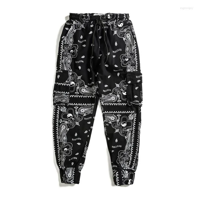 Calça masculina masculina Bandana Bandana Joggers Hi Street Hip Hop Sortpants com Paisley Pattern Streetwear Troushers Cintura elástica