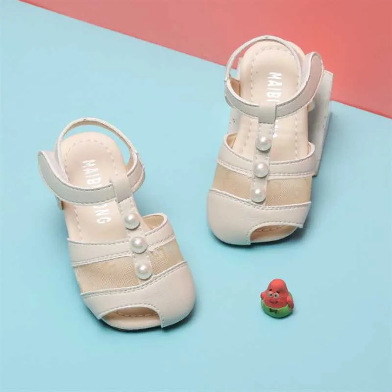 Sandals AOGT Summer Girl Infant Shoes Cute Pearl Princess Sandals Anti-kick Soft Bottom 0-3 Years Baby Girls Sandals Z0331