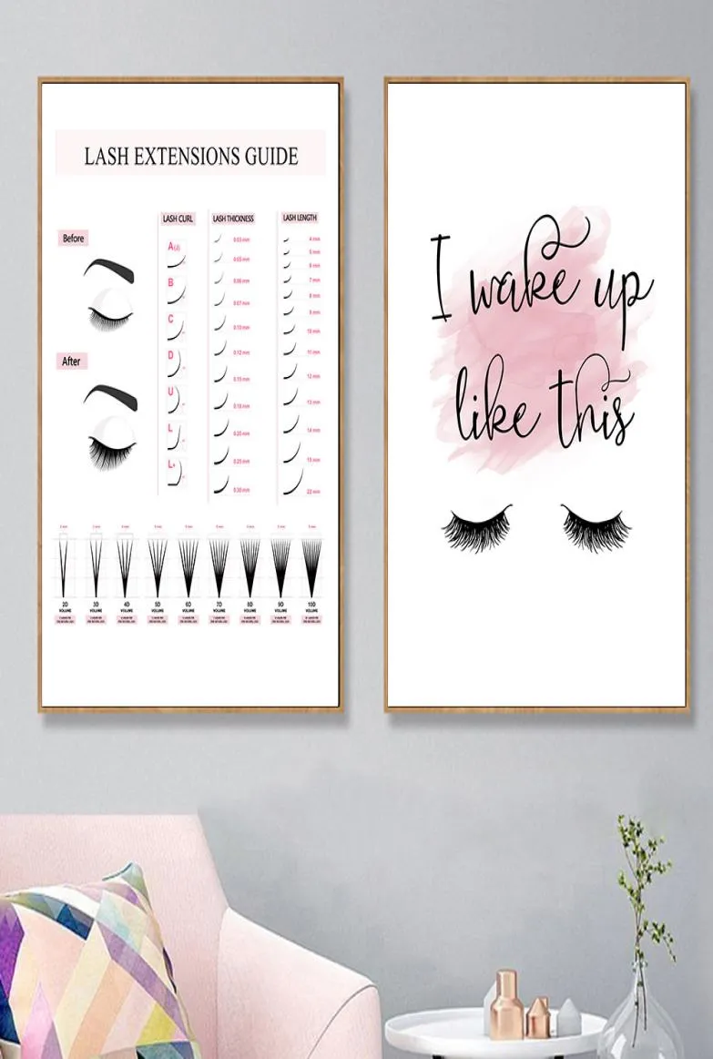 Lash Extensions Guide Poster Makeup Posters And Prints Eyelash Canvas Painting Quotes Wall Art Print Pictures Bedroom Home Decor7647042