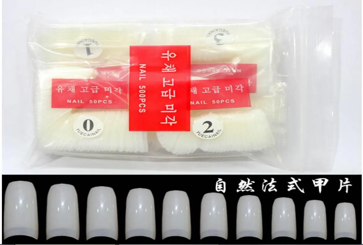 500 Natural White Half Tips Design Artificial French Acrylic Style False Nail Art Tips Shippin3972717