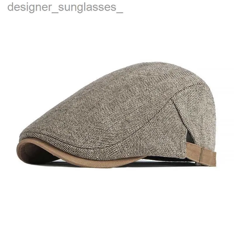 Boinas Retro Newsboy C Hombres 2021 Otoño Invierno Herringbone Duckbill Hat Tweed Flat Peaked Beret Hat Mujeres Pintor Gatsby Conducción CL231103