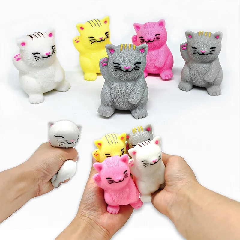 Squishy Cat Stress Squeeze Balls for Kids Squishy Fun Cat Cute Pet Pinch Toys TPR Flour Ball Children Decompression Toys