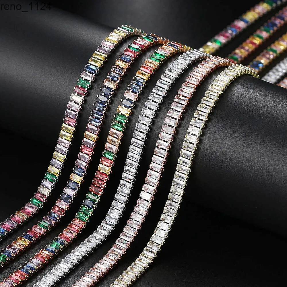 Hip Hop Colorful Crystal Tennis Halsband smycken Kvinnor Sparken kubik zirkonia cz fyrkantig tenniskedjan halsband