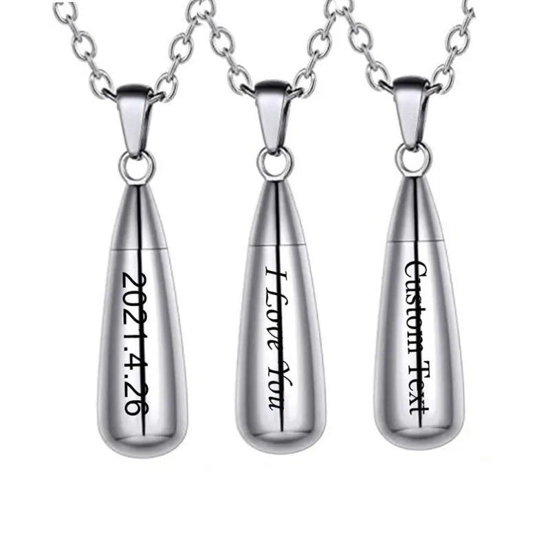 Pendant Necklaces Teardrop Stainless Steel Urn Necklace For Ashes Men Women Custom Cremation Jewelry Waterproof DropPendant