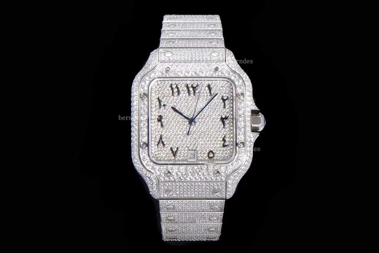 Montre automatique Montre diamant pour homme sertie de 2 500 verres saphir à dégagement rapide qui ne laissent jamais tomber les diamants