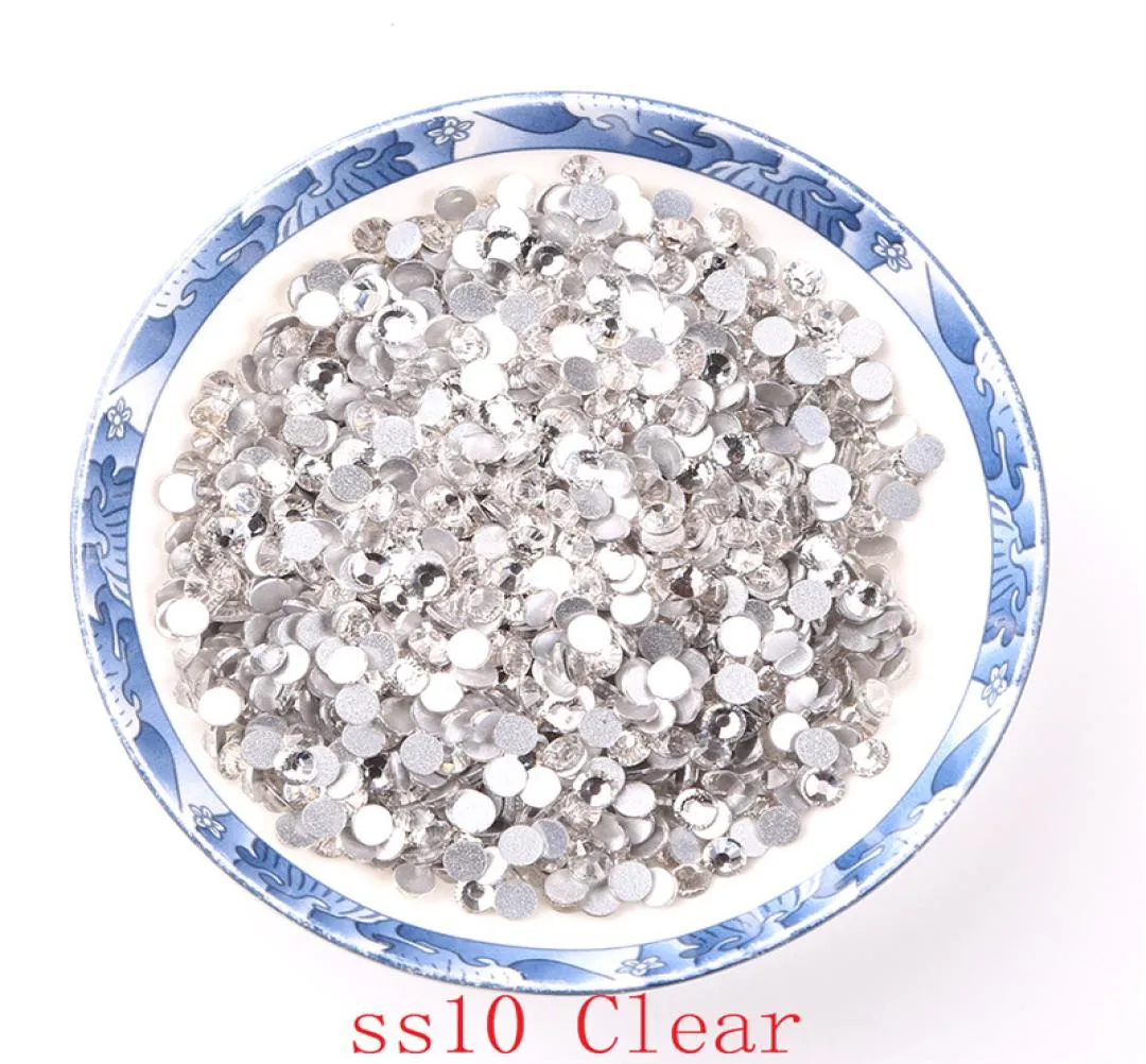 Moderne clair 1440 pièces ss10 strass non fixables pierres de verre cristal dos plat strass à repasser pour ongles emballage sûr 1572422