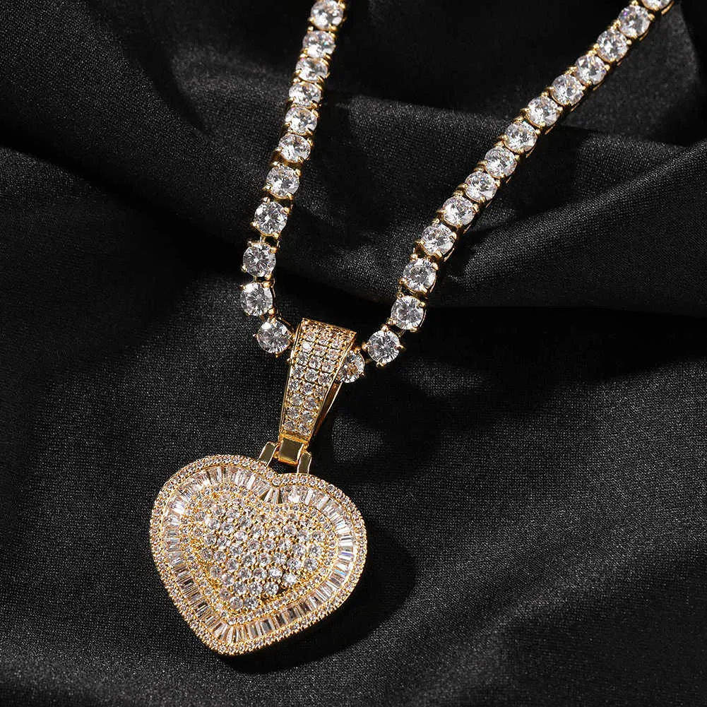 Gumeng Copper Inlaid Zircon Ins Style Love Pendant Hip Hop Cool Style Diamond Inlaid Gold Necklace Accessories 231015
