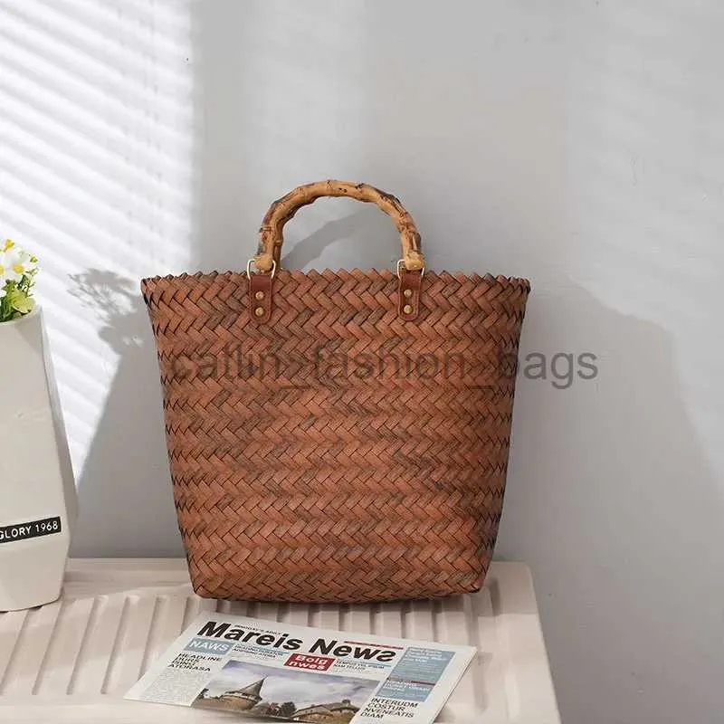 Shoulder Bags Women's straw bag top vintage wood beach bag vintage basket bag wallet gold-plated handbagcatlin_fashion_bags