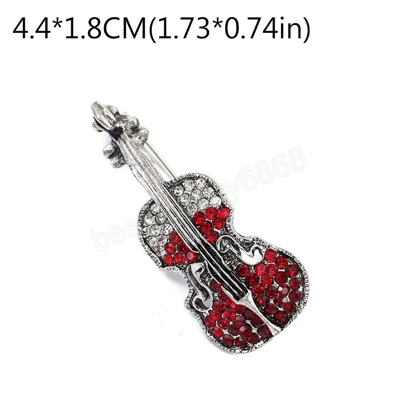 Moda Donna Spille musicali Spille di personalità Spille di violino con strass di cristallo Spille Accessori gioielli Spilla Regali