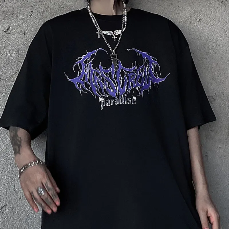 Magliette da uomo Hip Hop Streetwear Maglietta da uomo stampata con grafica Maglietta a maniche corte in cotone Harajuku Maglietta da uomo estiva nera anni '90 Abbigliamento 230403