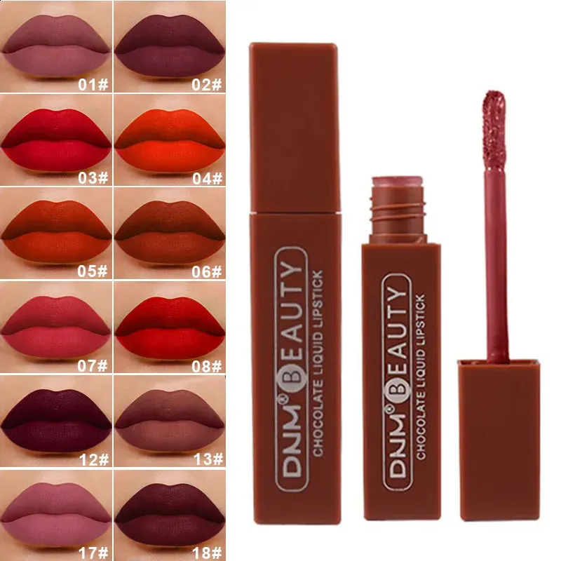 Lipstick Lip Stick Długujący czekoladowy połysk matowy kremowy kremowy makijaż Piękno Non Stick Cup Wodoodporne kosmetyki 231102