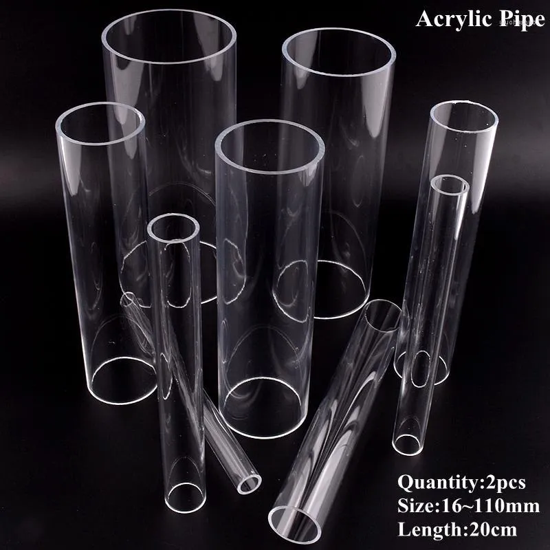 Vattenutrustning 2st 16-110 mm transparent akrylrör akvariumtank plexiglas vattenförsörjningsrör trädgård bevattningar 20 cm