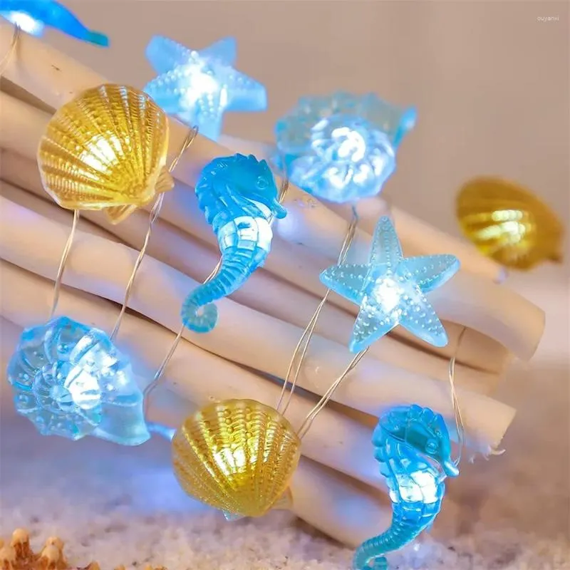 Snaren 2M 20LED Shell Seahorse Zeester Fairy Light Kerstslinger String Marine Ocean Thema Feest Slaapkamer Decor