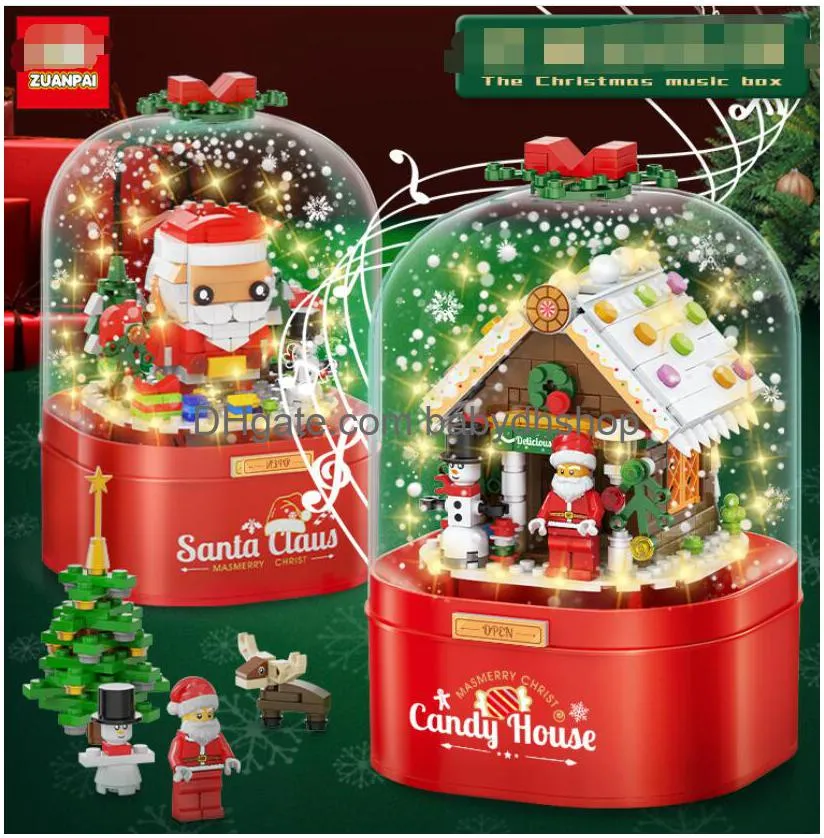 Boże Narodzenie Snowman House Box Light Santa Claus Holiday Block Prezent zabawek