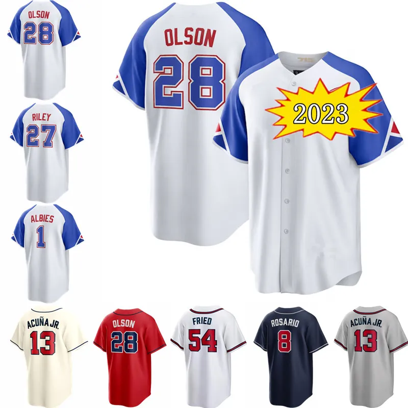 Austin Riley Connect Jerseys De Béisbol 28 Matt Olson 13 Ronald Acuna ...