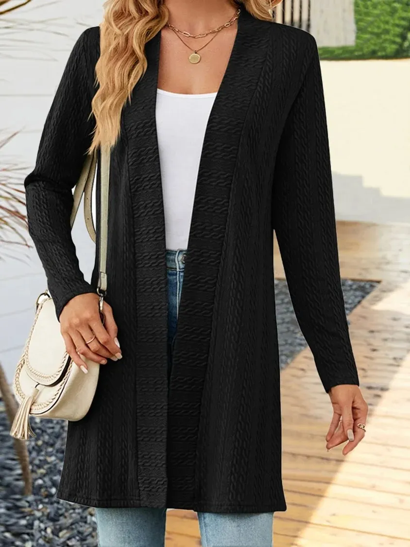 Collarless hooded color hotsell block longline cardigan