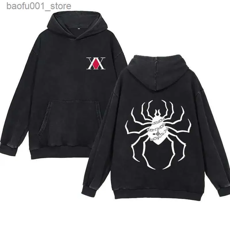 Men's Hoodies Sweatshirts Anime Hunter X Hunter Hoodies Men Spider Print Hooded Sweatshirts Y2k Clothes Streetwear Oversized Harajuku Pullover Tops Q231103