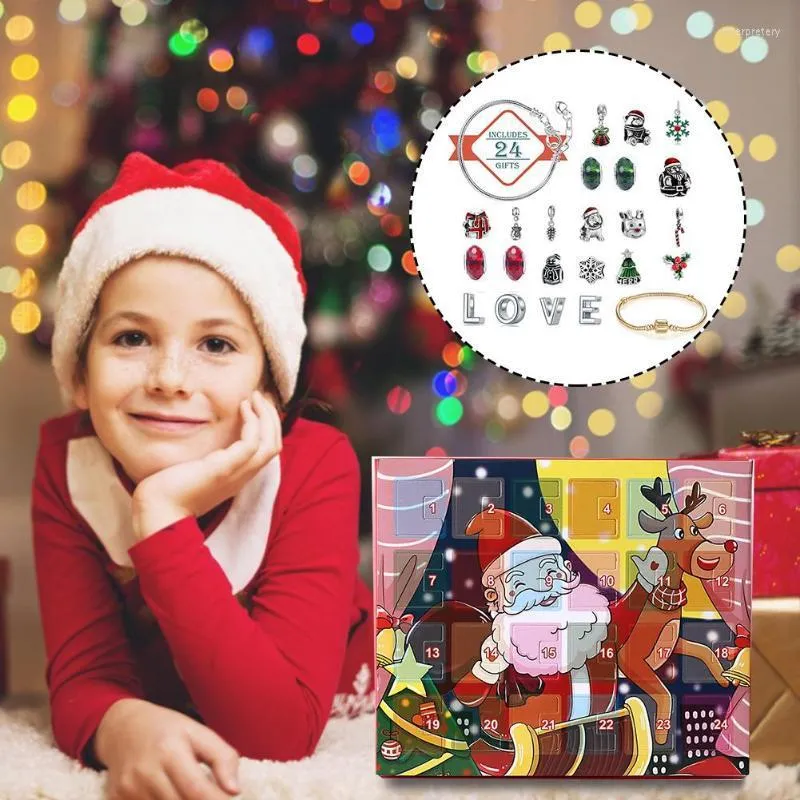 Strand pärlstavsträngar 2023 Santa Claus Armband Alloy Pendant Juldekorationer för hem Happy Year Tree Ornament Xmas gåvor Noel