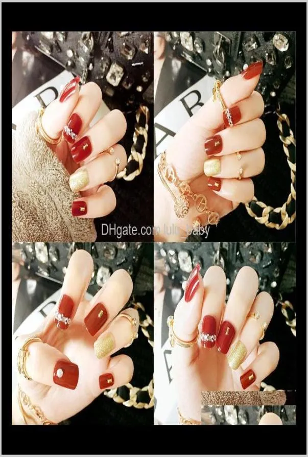 24-delige set druk op manicure gellak nagelkunst korte lengte kunstmatige verlenging 1Upbf Kib0X1828532