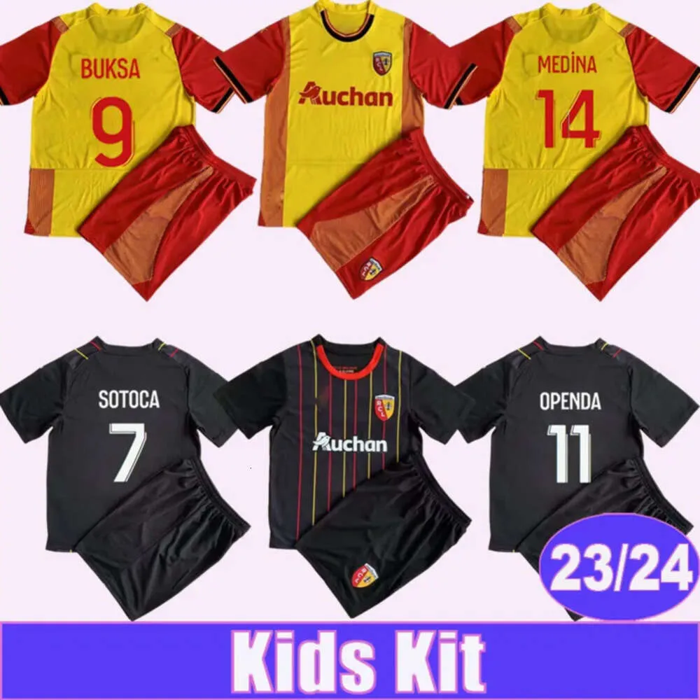 Qqq82023 24 Rc Lens Fofana Sotoca Kit enfants Maillots de football Medina Boura Gradit Home Away Costume enfant Chemises de football à manches courtes