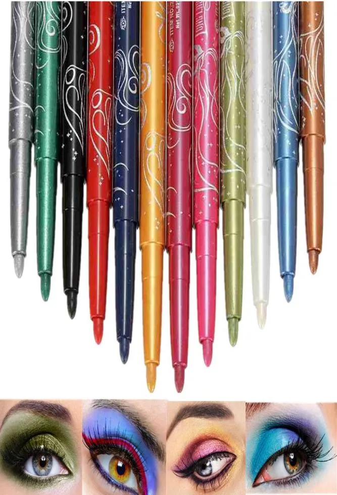 Professional 12 Colors Eyeliner Shimmer Eyeshadow Glitter Lip Pencil Pen Cosmetic Makeup Set8614645