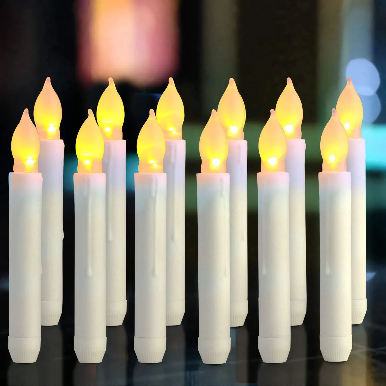28 Candele Coniche Senza Fiamma Con Telecomando Con Timer